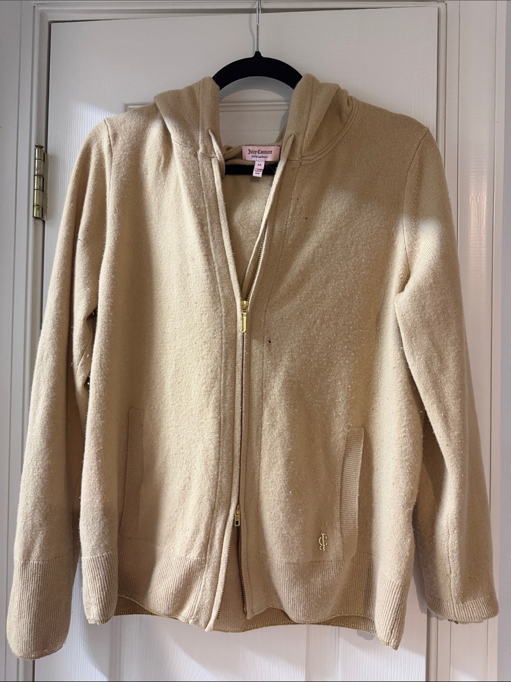 Juicy Couture cashmere Cream Zip-Up Hooded sweater